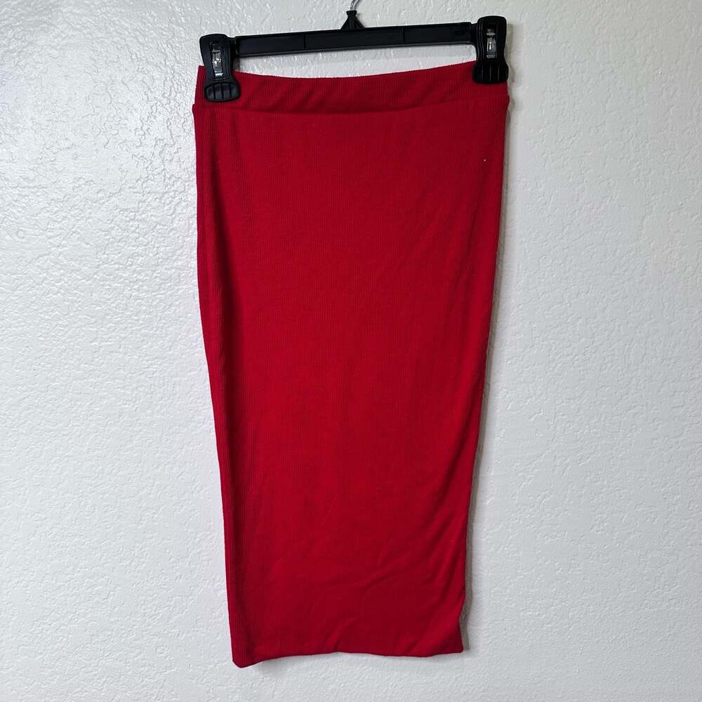 Active USA Red Ribbed Midi Skirt Small